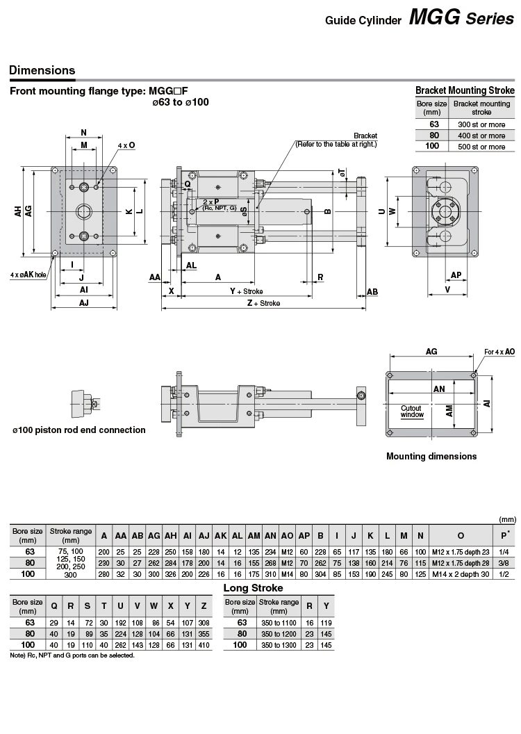 AFR бренд SMC Тип направляющий цилиндр в сборе, диаметр size20 MGGLB20(шаровая втулка) MGGLF20 MGGMB20-75 100 125 150 200 250 300 350 400 500
