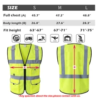 Adult Reflective Safety Vest with Zipper and Stripes