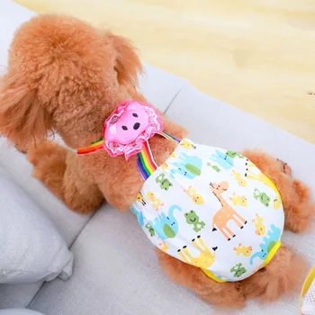 

Stripe Cartoon Pet Dog Shorts Diaper Sanitary Physiological Pants Washable Female Short Panties Menstruation Underwear Briefs