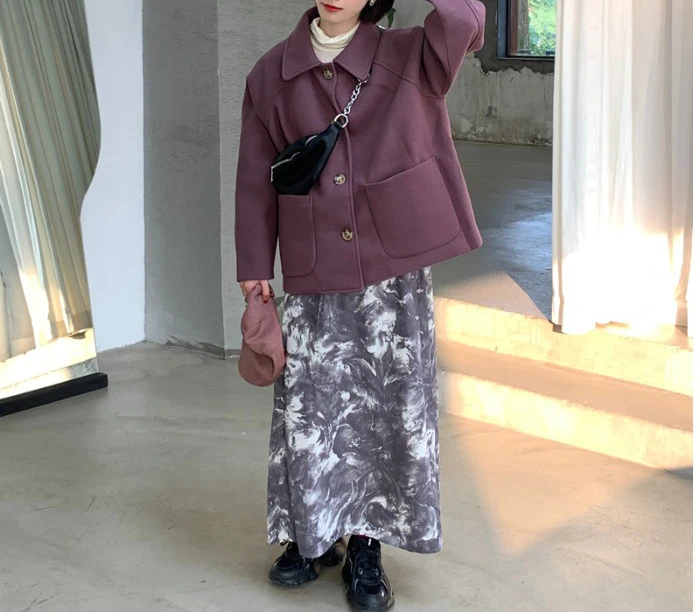 RICININA, Короткое шерстяное пальто, для женщин, длинный рукав, карман, пуговицы, одноцветное, Ретро стиль, женские пальто и куртки, зима, весна, куртка, Повседневная