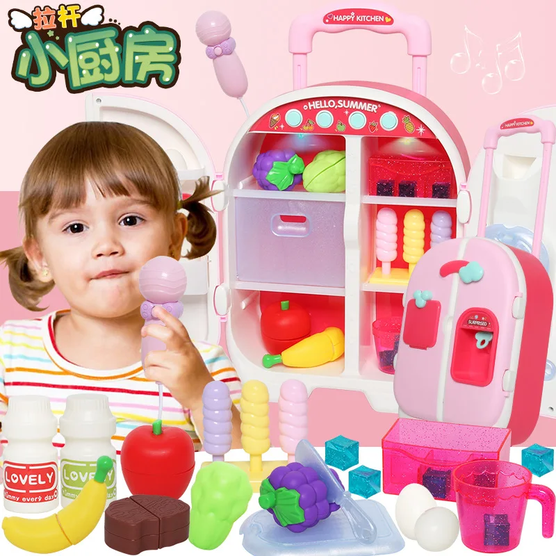 Small Ling GIRL'S Children Play House Mini Travel Refrigerator Double Door Portable Kitchen Toy out