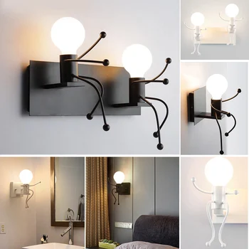 

Double Head Modern Indoor Robot Wall Light Creative Personality Bedside Corridor Metal Hanging Lamp For Room Decorate