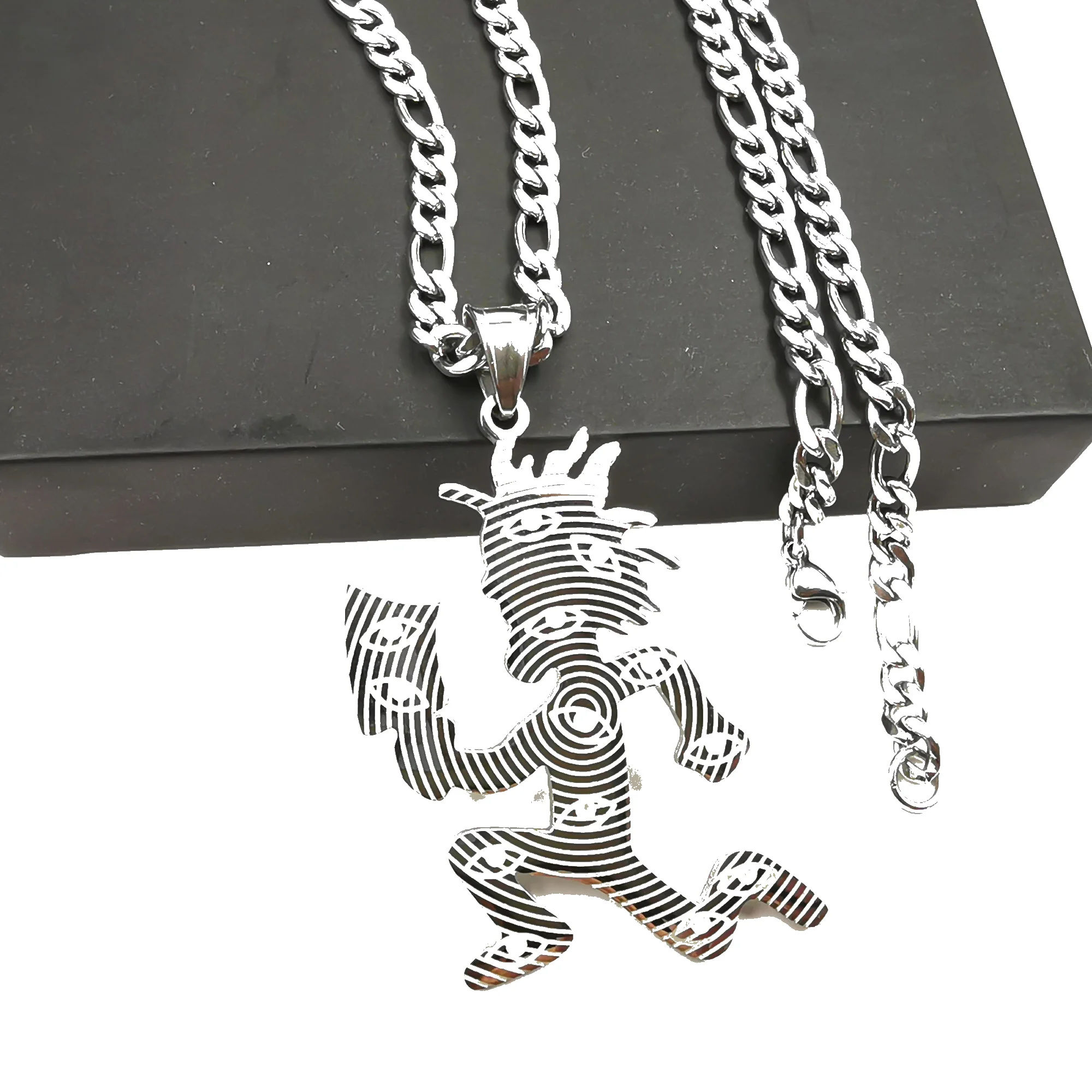 Large Etched Out Hatchet Man Charm Juggalo/Juggalette Necklace Pendant Stainless Steel Jewelry N Chain 4mm 24 In 5
