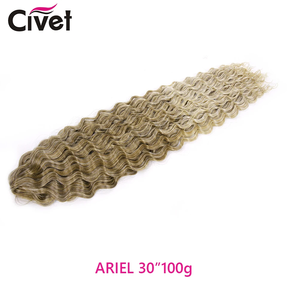 

30 Inch Long Areil Curl Hairstyle Ocean Wave Crochet Braid Hair Natural Synthetic Ombre Braiding Hair Extensions For Women