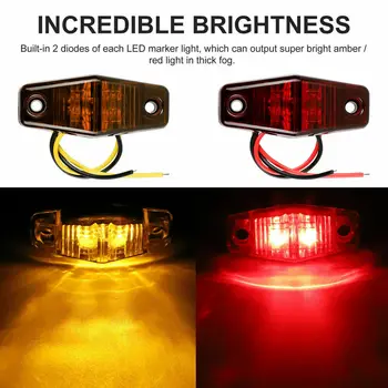 

10x Red/Amber 2.5" LED Fender Clearance Side Marker Tail Lights Truck RV Trailer High Quality ABS Side/Fender Marker