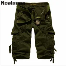 Повседневные короткие мужские шорты-карго больших размеров до колена, летние модные мужские военные хлопковые камуфляжные мужские шорты без пояса
