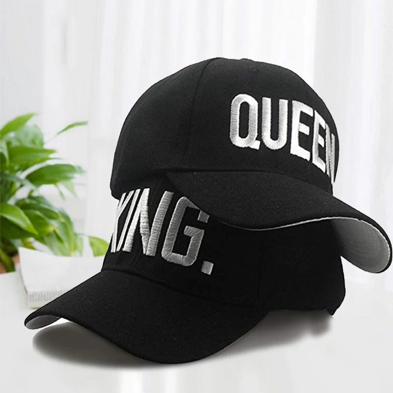 2 шт., бейсбольная кепка KING QUEEN, Snapback, для мужчин и женщин, козырек, кепка s dad Bone, белая, черная, для влюбленных, в стиле хип-хоп, Спортивная Кепка, кепки