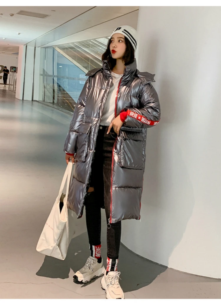 BOoDinerinle Parkas женские пуховики для женщин кофе плюс размер 2XL с капюшоном длинное пальто утолщенная теплая тонкая хлопчатобумажная одежда
