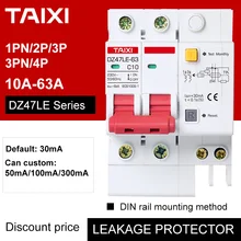 Disyuntor Mini RCD RCBO DZ47 10A 16A, Protector de fugas MCB de 30mA y 15mA, trifásico para industria doméstica