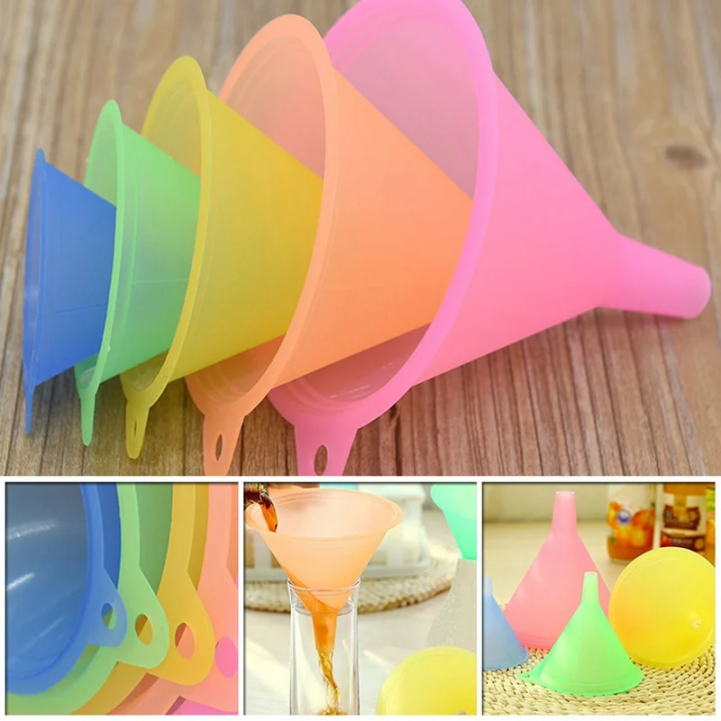 5 PCS Colorful Plastic Funnel Small Medium Large Variety Liquid Oil Kitchen Set Kit | Дом и сад