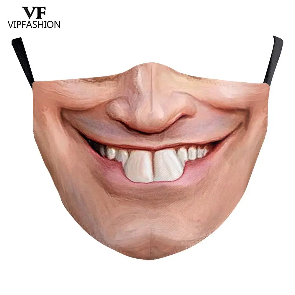 VIP FASHION Adult Kids Fashionable Cosplay Funny Face Mask Big mouth Pattern Washable Reusable masque mascarilla Dropshipping