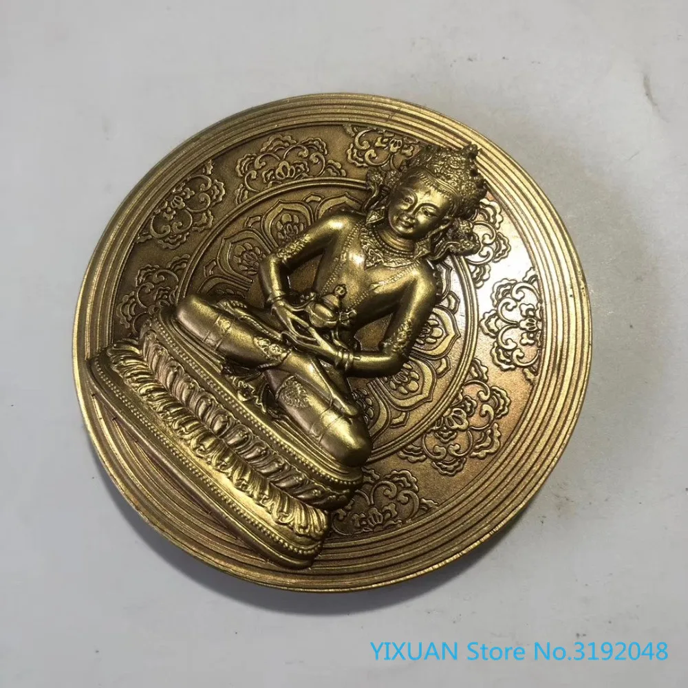 Decoración clasica china de Manjusri estatua del bodisatva disco, placa, decoration de metal