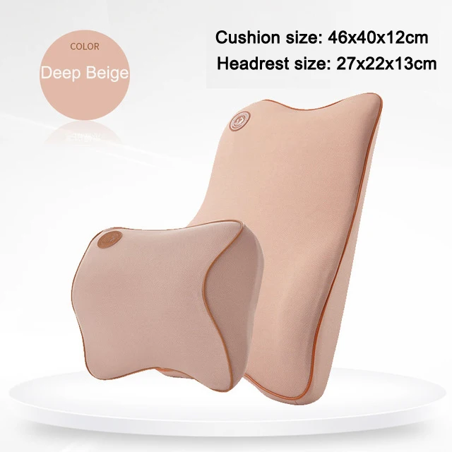 PurenLatex автокресло талии и шеи Поддержка Подушка Набор Авто позвоночника защиты ортопедические пены памяти подголовник подушка - Цвет: Deep Beige