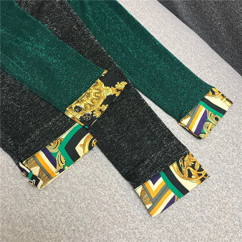 Роскошный дизайнерский бренд Runway комплект из 2 частей для Для женщин V образным вырезом контрастного Цвет яркий Шелковый вязаный свитер Топ и широкий, брючный комплект с брюками