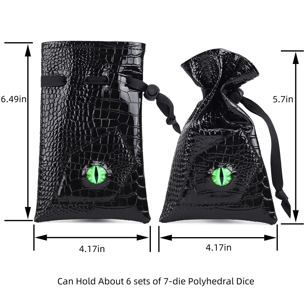 Dragon Eye Dice Bag Drawstring PU Leather DND Dice Storage Bag for DnD Coins and Other Accessories dice bag