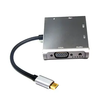 

Type-c To HDMI Conversion Cable VGA USB 2.0 Conversion Cable Docking Station 6-in-1 Multifunctional Docking Station
