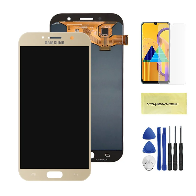 Протестированный дисплей для телефона для Samsung Galaxy A7 A720 A720F A720M ЖК-дисплей s кодирующий преобразователь сенсорного экрана в сборе ЖК-дисплей Замена - Цвет: TFT Gold