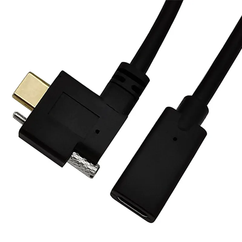 

USB 3.1 Type-C Female to 90 Degree Left & Right USB-C Male Data with screw Cable 0.3m 0.6m 1.0m 2.0m