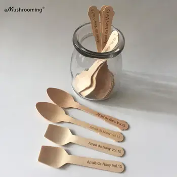 

Disposable Wooden Spoons for Wedding Party Banquet Events Candy Buffets Dinnerware Custom Mini Spoons for Serving Desserts Cakes