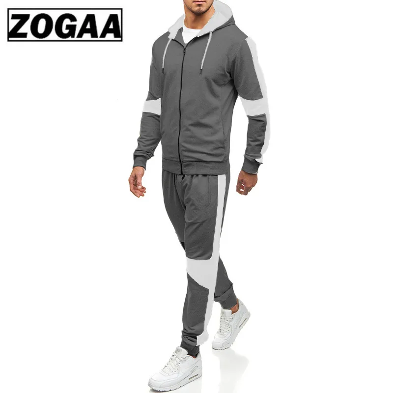 ZOGAA 2019 новые мужские осенние толстовки с капюшоном в стиле пэчворк спортивный