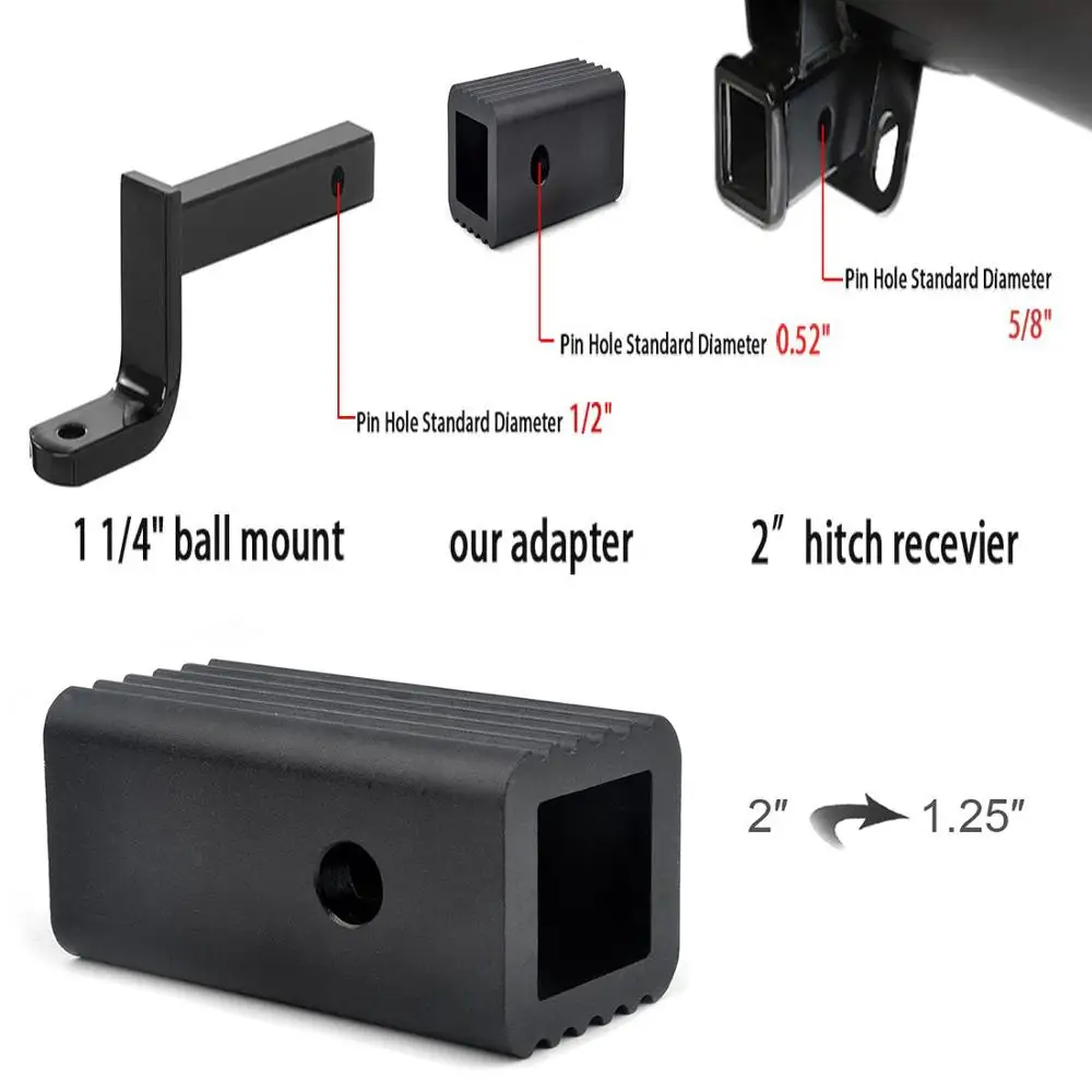 2-1 1//4 in Hitch Bicycle Receiver Adapter Converter