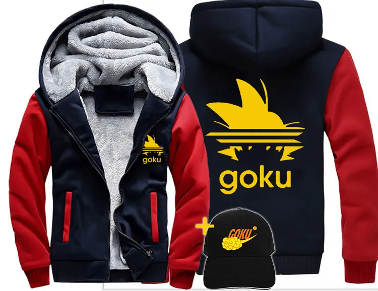 Модная одежда Goku Saiyan dragon ball для мужчин wo Мужская теплая Толстая куртка зимняя теплая бархатная Толстовка Топ толстовки