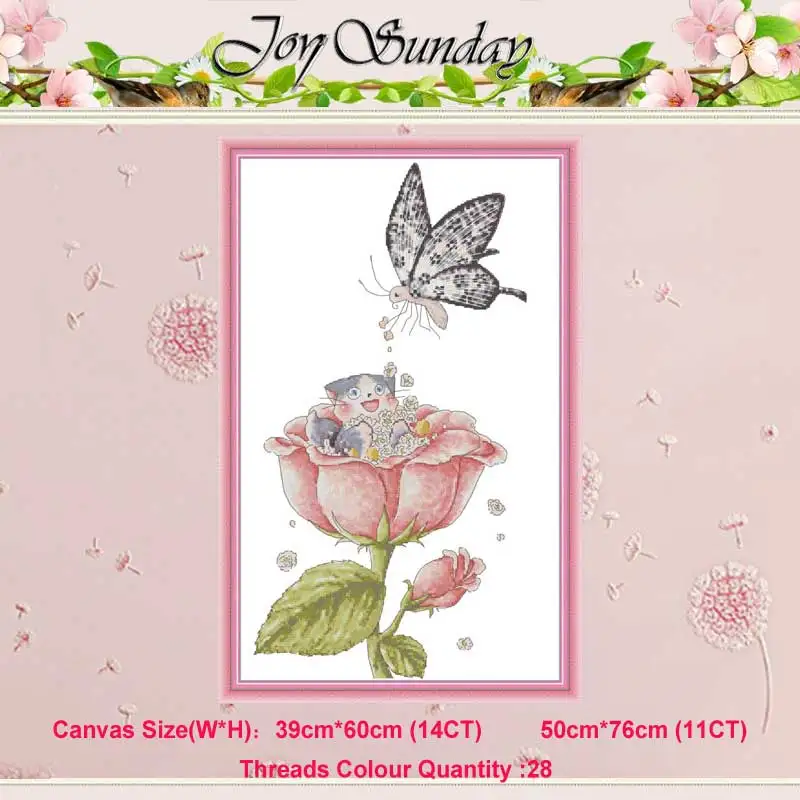 

Flower Pollination animals counted 11CT 14CT Cross Stitch Set DIY DMC Chinese Cross-stitch Kit Embroidery Needlework Home Decor