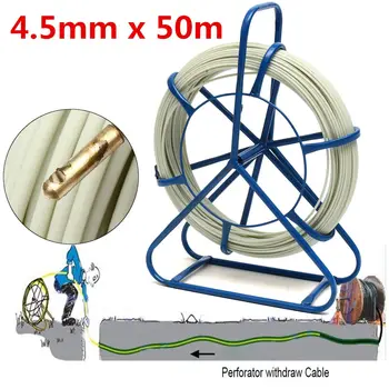 

4.5mm 50M Fiberglass Wire Cable Running Rod Snake Fish Rodder Puller Flexi Lead Electric Fiberglass Wire Cable Running Rod 4.6T