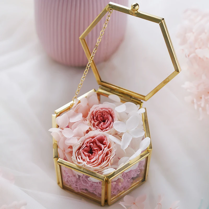 Стеклянная коробка для обручальных колец прозрачная обручального кольца