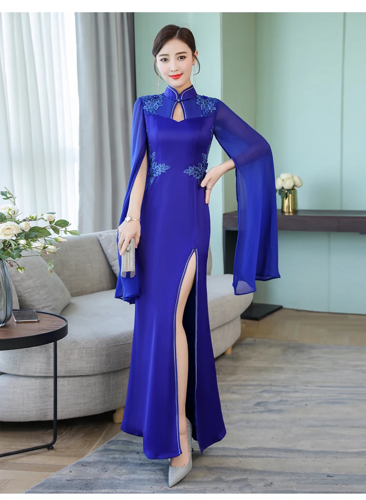 Ne8370 старый Чонсам с изображением Шанхая представление Подиум Cheongsam женское длинное элегантное вечернее платье в китайском стиле