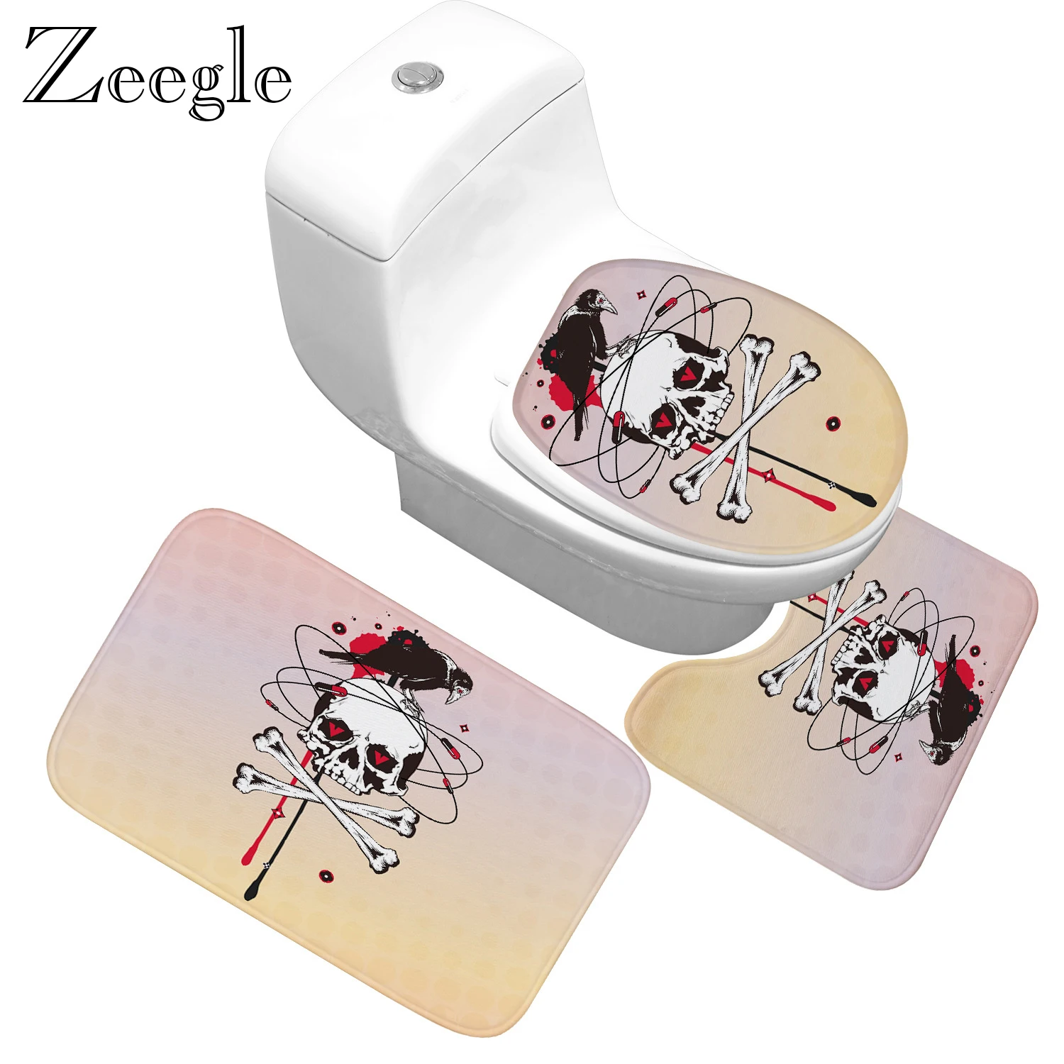 Zeegle 3 шт./компл. коврики для ванной комнаты Противоскользящий коврик для душа смешной Печатный туалетный коврик фланелевый мягкий коврик для ванной комнаты коврик для ног
