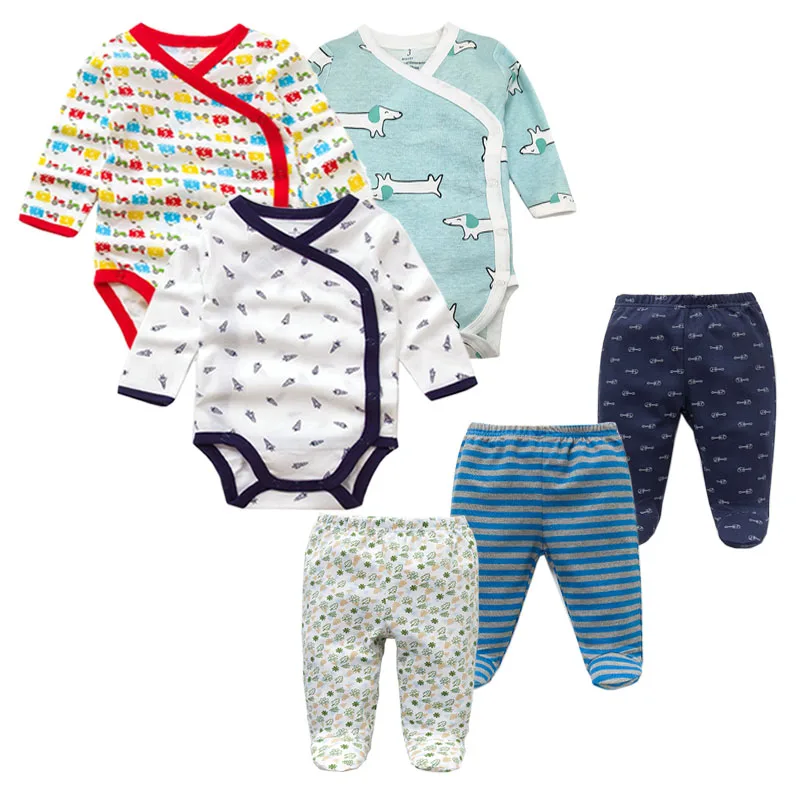 6 шт./лот, Одежда для новорожденных и малышей, весенне-осенние хлопковые комбинезоны для детей+ штанишки для малышей комплекты одежды для малышей - Цвет: D