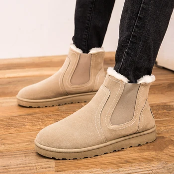 

New Winter Men Snow Boots Outdoor Cotton Shoes Ladies Foot Warmth Lazy Shoes Fashion Casual Shoes Comfortable Suede Couple Shoes