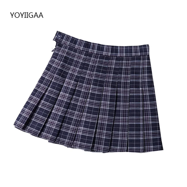 Summer Women Pleated Skirt High Waist Female Plaid Skirts Preppy Style Ladies Girls Dance Mini Skirt Fashion Chic Woman Skirts a6