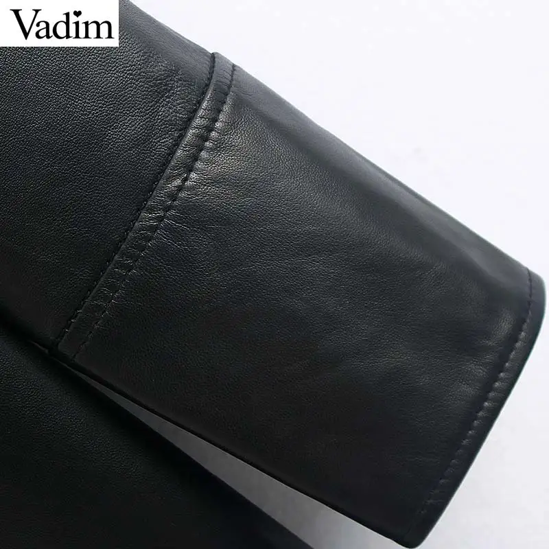 Vadim женская черная длинная блузка из искусственной кожи, свободные стильные рубашки с длинным рукавом, женские повседневные стильные шикарные однотонные топы, блузы LB762