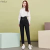ARTKA 2022 Early Autumn New Women Jeans Fashion High Waist Double Breasted Black Jeans Straight Denim Trousers Women KN25004Q ► Photo 2/6