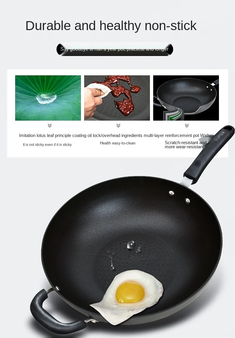 Wok panela antiaderente com wok, fogão de