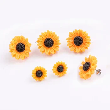 

Sunflower Earrings Stud Stainless Steel Resin Yellow Daisy Sun Flower Jewelry For Women Trendy Cute Fashion Gift 1 Pair