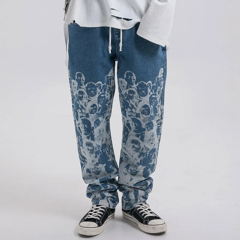 Aolamegs спортивные брюки хип-хоп брюки с принтом для мужчин с эластичной резинкой на талии Модные продвинутые высокие уличные стильные уличные повседневные штаны осень