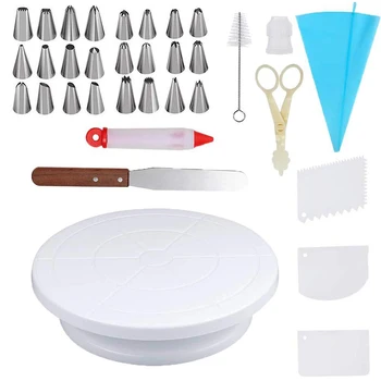 

34pcs/set Stainless Steel Pastry Nozzle For Cream With Pastry Bag Decorating Cake Icing Piping Confectionery Baking Tool