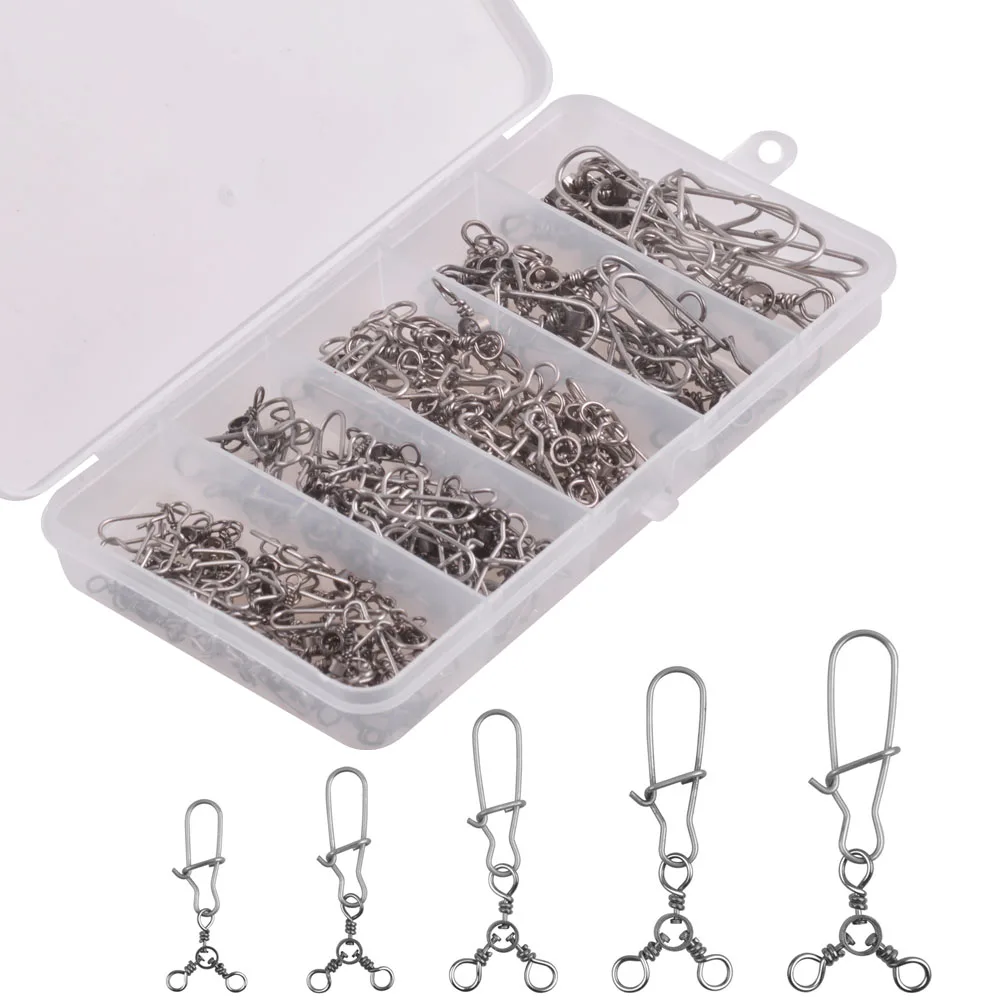 

60Pcs/box 3 Way Fishing Connector Crossline Trigeminal Swivel with Stainless steel Nice Snaps Tackle Fishing Lure Accessories