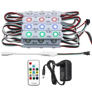 

20PCS WS2811 DC12V 3LED 5050 RGB SMD LED Module Strip Light Front Window Sign 14Keys Remote Control for Backlight Display