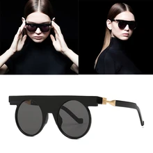 AOZE 2020 moda futuro concepto BL0014 estilo moderno gafas de sol de diseño de marca redonda plana vintage gafas de sol UV400