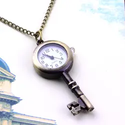 OUTAD 1 шт. Unipue стильные часы в форме ключа бронзовые Ретро Винтажные ожерелья карманные часы унисекс кулон для влюбленных подарок для отца