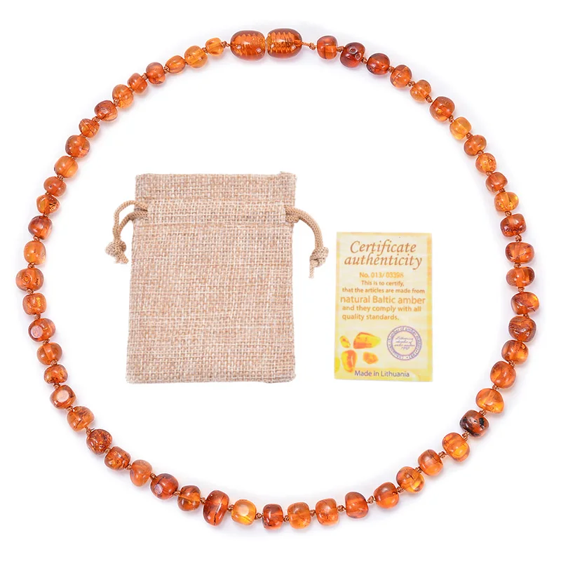 2020 Natural Baltic Teething Ambers Necklace for Baby Children Amber Necklace Handmade Original Irregular Amber Beads Jewelry