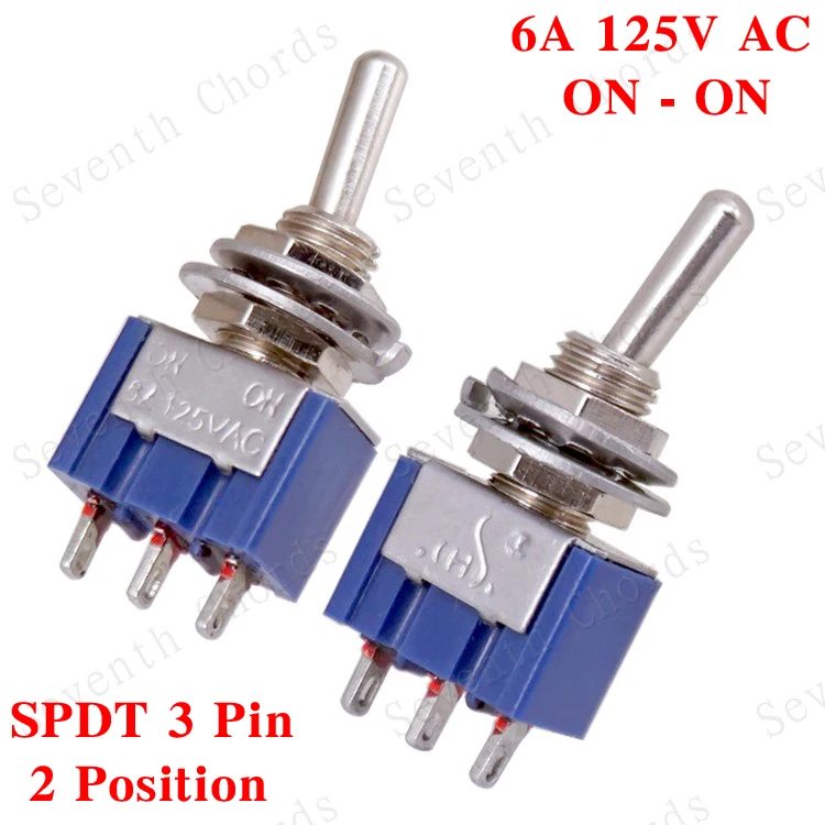 

2 Pcs SPDT 3 Pin 6A 125V AC ON-ON 2 Position Mini Toggle Switches Selector for Guitar Bass