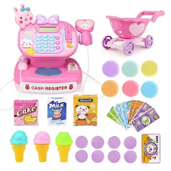 

HobbyLane Simulation Multi-functional Cash Register Toy Educational Pretend Play Operated Toy Working Calculator Scanner Set