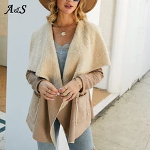 

Anbenser Winter Women's Jacket Thick Warm Breathable Coat Office Lady Soft Comfortable Faux Lamb Wool Lined Overcoat Female