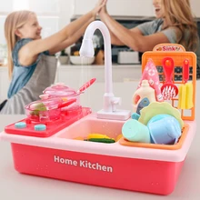 Jouets de cuisine pour filles, lave vaisselle électrique, lavage à l'eau courante, jeu de rôle, ensemble de cuisine étanche