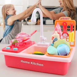 Jouets de cuisine pour filles, lave vaisselle électrique, lavage à l'eau courante, jeu de rôle, ensemble de cuisine étanche 